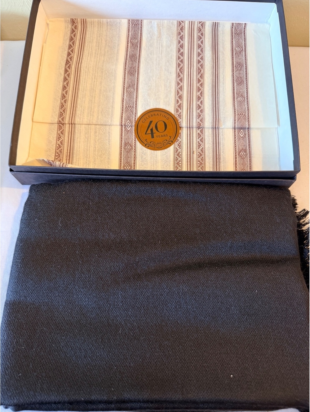 Peruvian Connection Alpaca Silk Scarf Wrap 50/50 Black Original Box